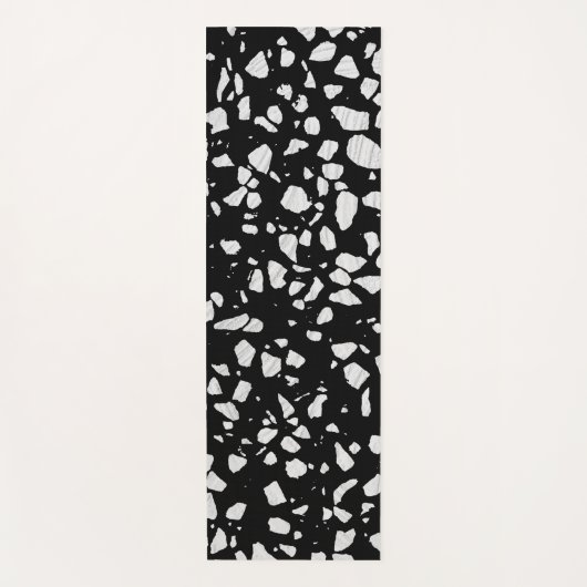 Abstract Terrazzo Mosaic Black en White Pattern Yogamat (Voorkant)