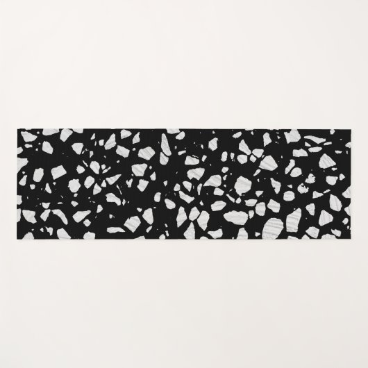 Abstract Terrazzo Mosaic Black en White Pattern Yogamat (Voorkant (horizontaal))