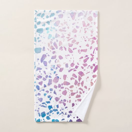 Abstract Terrazzo Mosaic Pink & Blue Pattern Bad Handdoek (Handdoek)