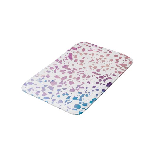 Abstract Terrazzo Mosaic Pink & Blue Pattern Badmat (Gekanteld)