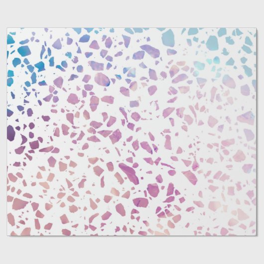 Abstract Terrazzo Mosaic Pink & Blue Pattern Cadeaupapier (Vlak)