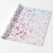 Abstract Terrazzo Mosaic Pink & Blue Pattern Cadeaupapier (Uitgerold)