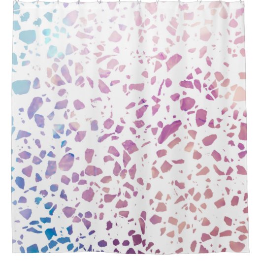 Abstract Terrazzo Mosaic Pink & Blue Pattern Douchegordijn (Voorkant)