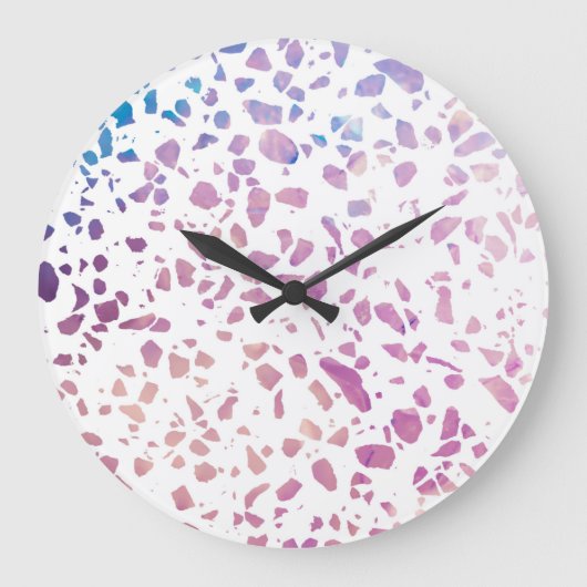 Abstract Terrazzo Mosaic Pink & Blue Pattern Grote Klok (Voorkant)