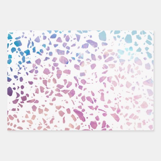 Abstract Terrazzo Mosaic Pink & Blue Pattern Inpakpapier Vel (Voorkant)