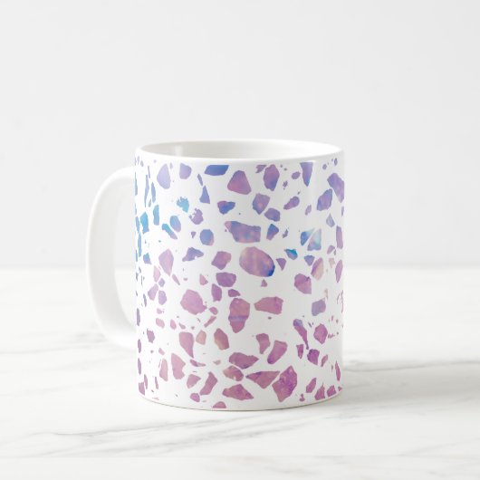 Abstract Terrazzo Mosaic Pink & Blue Pattern Koffiemok (Voorkant links)
