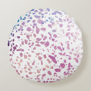 Abstract Terrazzo Mosaic Pink & Blue Pattern Rond Kussen