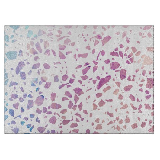 Abstract Terrazzo Mosaic Pink & Blue Pattern Snijplank (Voorkant)