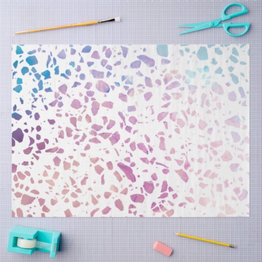Abstract Terrazzo Mosaic Pink & Blue Pattern Tissuepapier (Craft)