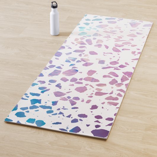 Abstract Terrazzo Mosaic Pink & Blue Pattern Yogamat (In situ)