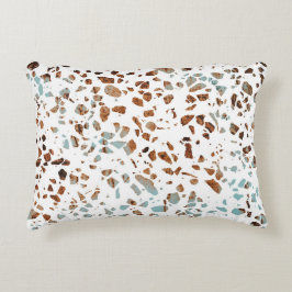 Abstract Terrazzo Mosaic Rust Brown & Blue Pattern Accent Kussen