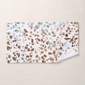 Abstract Terrazzo Mosaic Rust Brown & Blue Pattern Bad Handdoek (Handdoek)