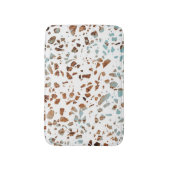 Abstract Terrazzo Mosaic Rust Brown & Blue Pattern Badmat (Voorkant Verticaal)