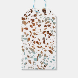 Abstract Terrazzo Mosaic Rust Brown & Blue Pattern Cadeaulabel