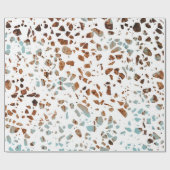 Abstract Terrazzo Mosaic Rust Brown & Blue Pattern Cadeaupapier (Vlak)
