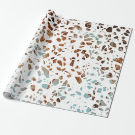 Abstract Terrazzo Mosaic Rust Brown & Blue Pattern Cadeaupapier