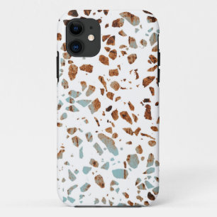 Abstract Terrazzo Mosaic Rust Brown & Blue Pattern Case-Mate iPhone Case