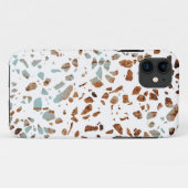 Abstract Terrazzo Mosaic Rust Brown & Blue Pattern Case-Mate iPhone Case (Achterkant (horizontaal))