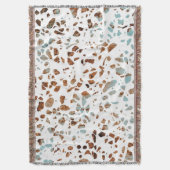 Abstract Terrazzo Mosaic Rust Brown & Blue Pattern Deken (Voorkant Verticaal)