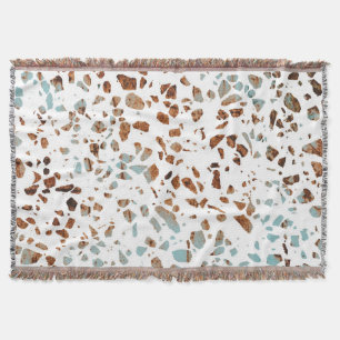Abstract Terrazzo Mosaic Rust Brown & Blue Pattern Deken