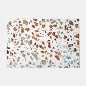 Abstract Terrazzo Mosaic Rust Brown & Blue Pattern Deurmat (Voorkant)
