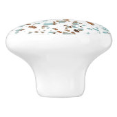 Abstract Terrazzo Mosaic Rust Brown & Blue Pattern Keramische Knop (Zijkant)