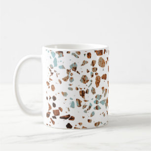 Abstract Terrazzo Mosaic Rust Brown & Blue Pattern Koffiemok