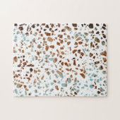 Abstract Terrazzo Mosaic Rust Brown & Blue Pattern Legpuzzel (Horizontaal)