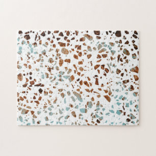 Abstract Terrazzo Mosaic Rust Brown & Blue Pattern Legpuzzel