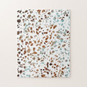 Abstract Terrazzo Mosaic Rust Brown & Blue Pattern Legpuzzel (Verticaal)