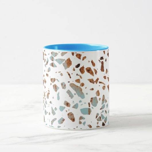 Abstract Terrazzo Mosaic Rust Brown & Blue Pattern Mok (Midden)