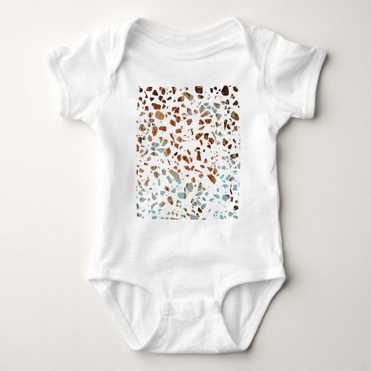 Abstract Terrazzo Mosaic Rust Brown & Blue Pattern Romper (Voorkant)
