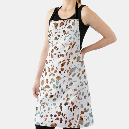 Abstract Terrazzo Mosaic Rust Brown & Blue Pattern Schort (Insitu)