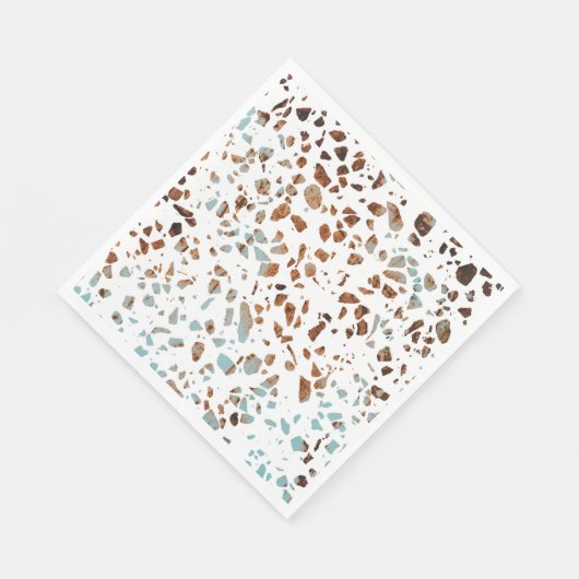 Abstract Terrazzo Mosaic Rust Brown & Blue Pattern Servet (Hoek)