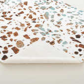 Abstract Terrazzo Mosaic Rust Brown & Blue Pattern Sherpa Deken (3/4)