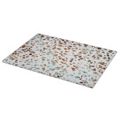 Abstract Terrazzo Mosaic Rust Brown & Blue Pattern Snijplank (Hoek)