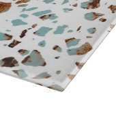 Abstract Terrazzo Mosaic Rust Brown & Blue Pattern Snijplank (Hoek)