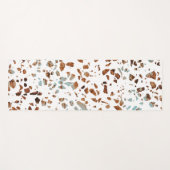 Abstract Terrazzo Mosaic Rust Brown & Blue Pattern Yogamat (Voorkant (horizontaal))