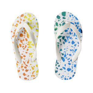 Abstract Terrazzo Mozaïek Kleurrijk Regenboog Patr Kinder Teenslippers