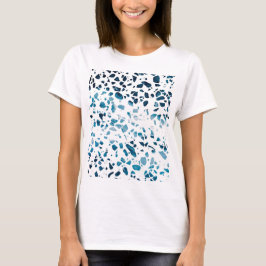 Abstract Terrazzo Mozaïek Navy & Lichtblauw Patroo T-shirt