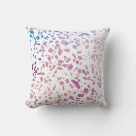 Abstract Terrazzo Mozaïek Roze & Blauwe Patroon  Kussen