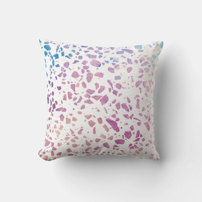 Abstract Terrazzo Mozaïek Roze & Blauwe Patroon  Kussen (Voorkant)