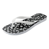 Abstract Terrazzo Mozaïek Zwart en Wit Patroon  Teenslippers (Schuin)