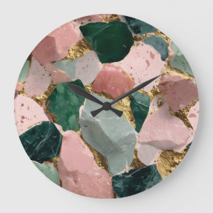 Abstract terrazzo patroon met gouden accenten grote klok