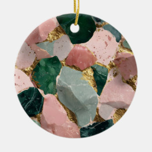 Abstract terrazzo patroon met gouden accenten keramisch ornament