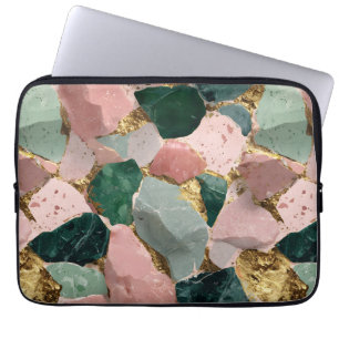 Abstract terrazzo patroon met gouden accenten laptop sleeve