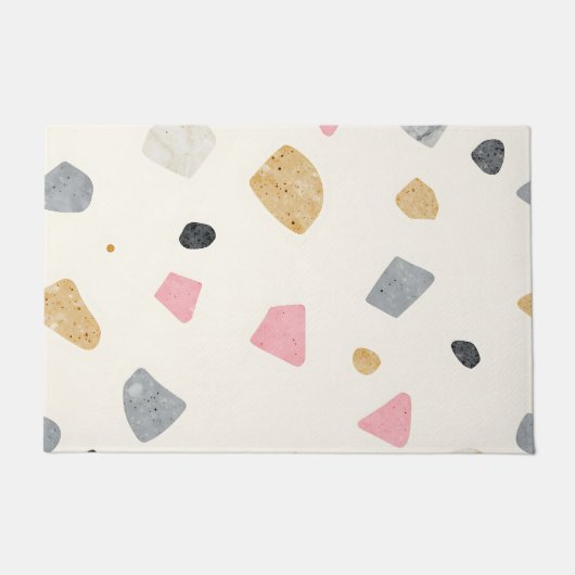 Abstract Terrazzo Roze Grijs Goud Patroon Deurmat (Voorkant)
