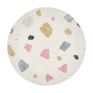 Abstract Terrazzo Roze Grijs Goud Patroon Snijplank