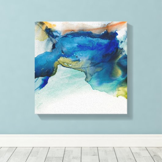 Abstract terrein - blauw canvas afdruk (Insitu (Houten vloer))