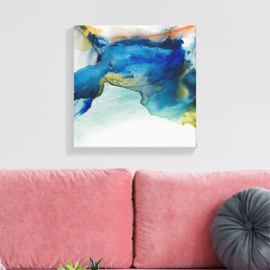 Abstract terrein - blauw canvas afdruk (Insitu (Woonkamer))